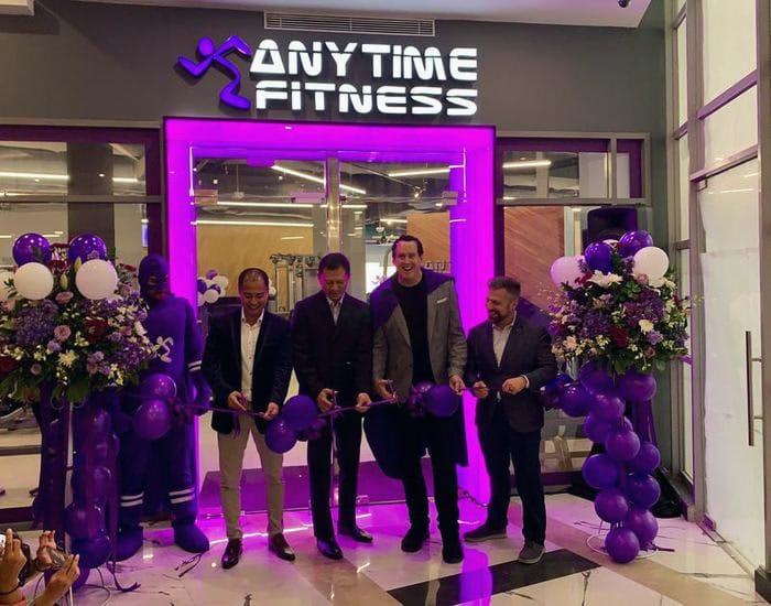Ribbon cutting at an Anytime Fitness club opening